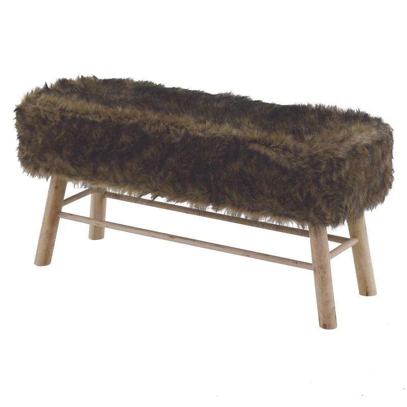 Banc fausse fourrure marron