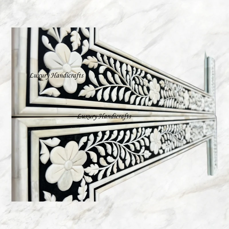 Embossed Bone Inlay Floral Mirror Square