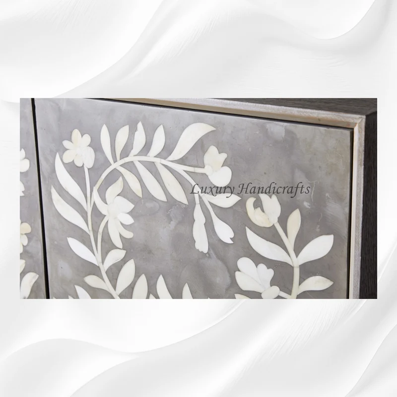 Flower Bone Inlay 2 Door Cabinet Dusk