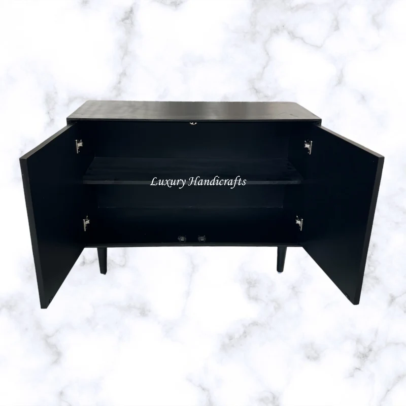 Flower Bone Inlay 2 Door Cabinet Black
