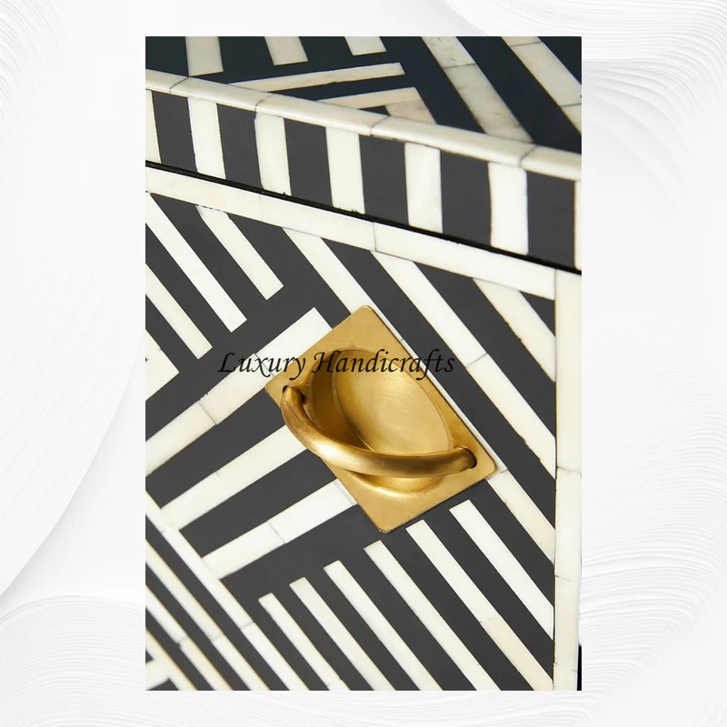 Optical Bone Inlay Entryway Cabinet Black