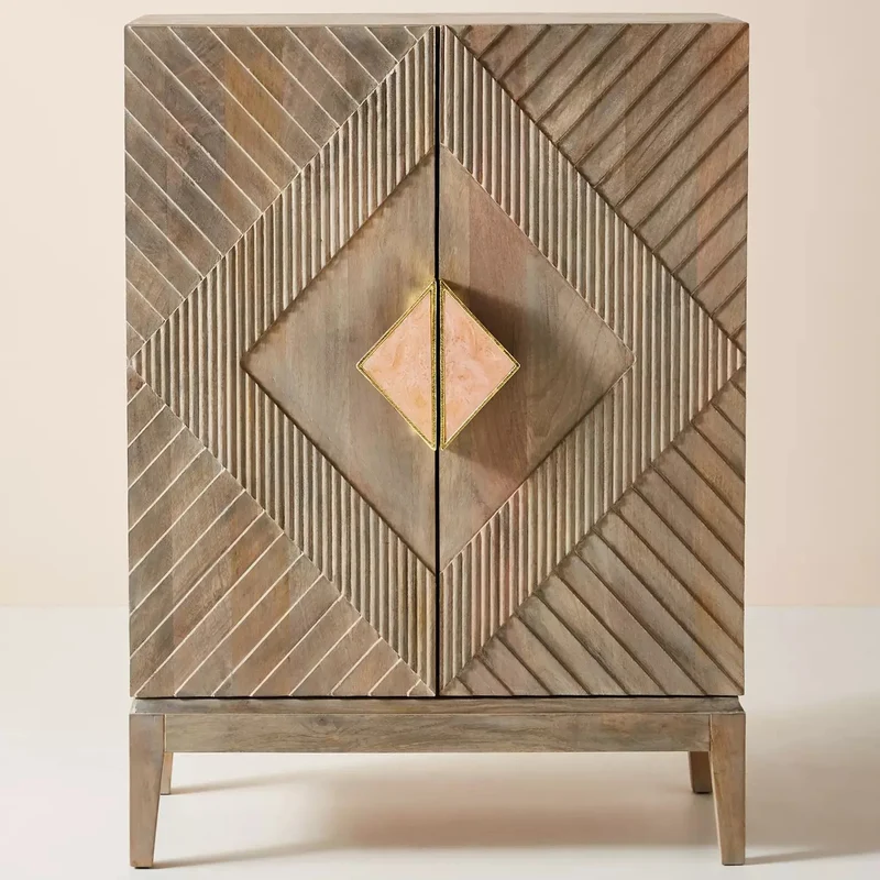 Handcarved Samuel Cabinet Washed Grey