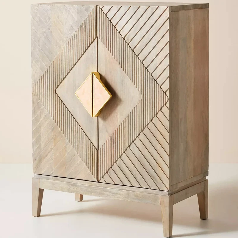 Handcarved Samuel Cabinet Washed Grey