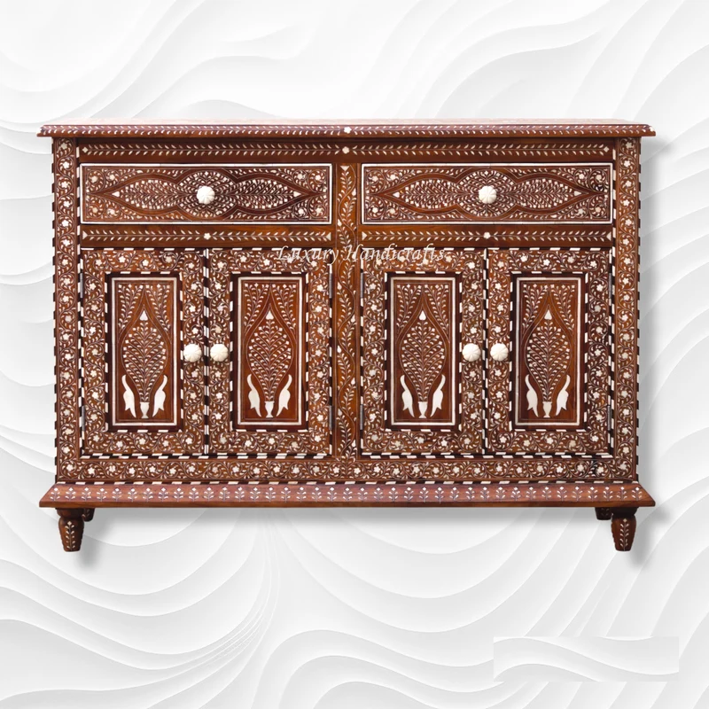 Teak Wood Bone Inlaid Buffet