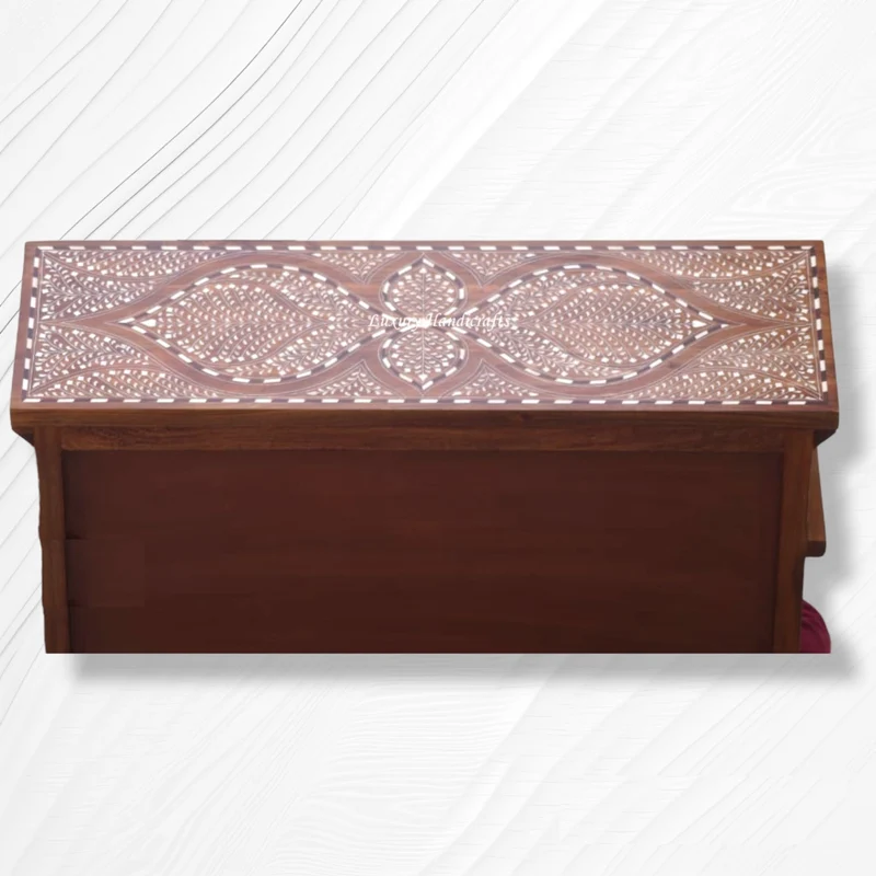 Teak Wood Bone Inlaid Cabinet