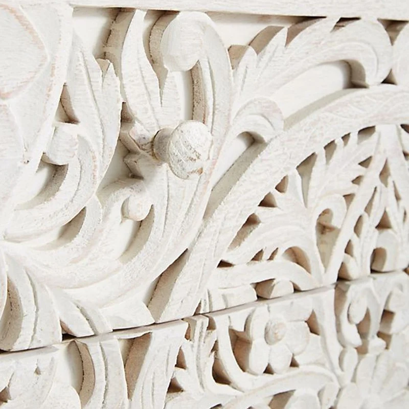 Luxury Handcarved Lombok 3 Drawer Dresser White