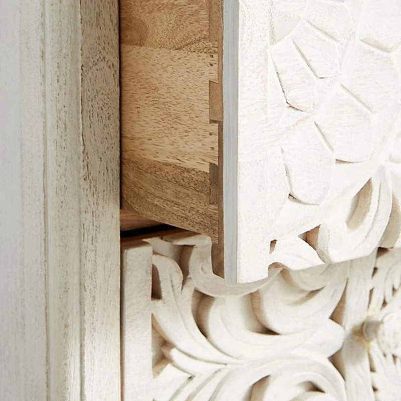 Luxury Handcarved Lombok 3 Drawer Dresser White