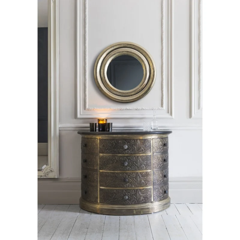Antique Brass Chest Of Drawer With Black Granite Top