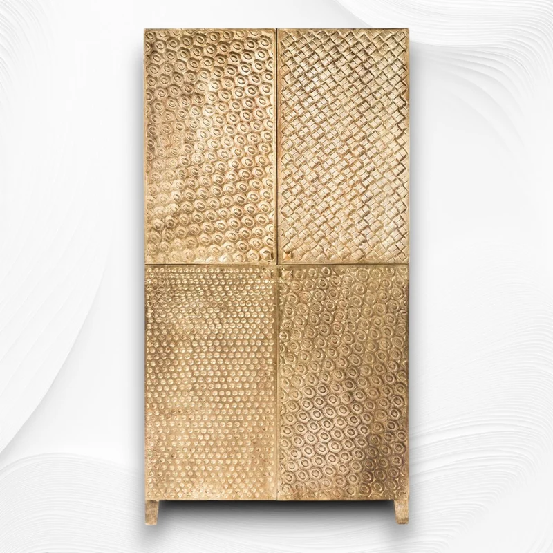 Elio Brass Embossed 4 Door Cupboard