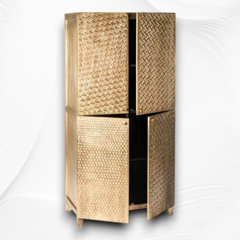 Elio Brass Embossed 4 Door Cupboard