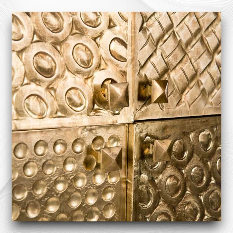 Elio Brass Embossed 4 Door Cupboard