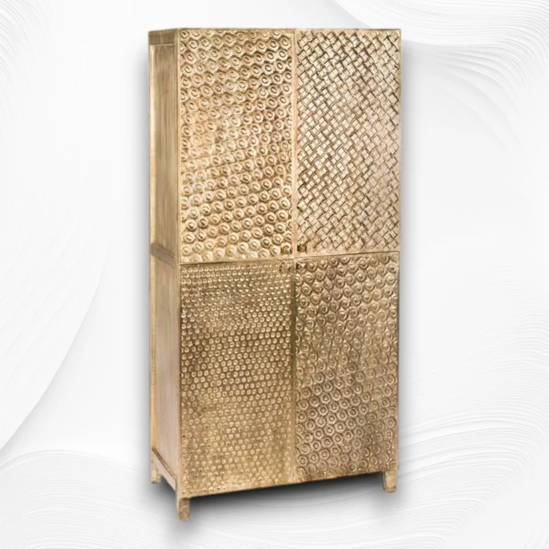 Elio Brass Embossed 4 Door Cupboard