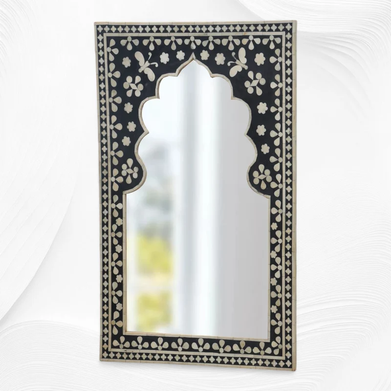 Butterfly Bone Inlay Mirror Black