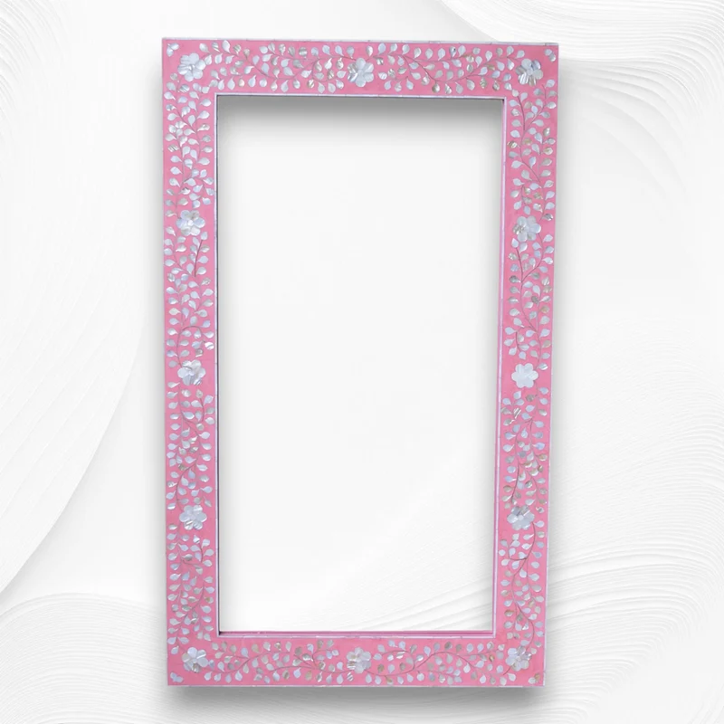 Pink Mother Of Pearl Inlay Mirror Floral