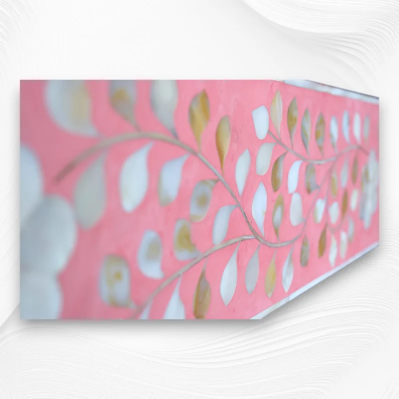 Pink Mother Of Pearl Inlay Mirror Floral