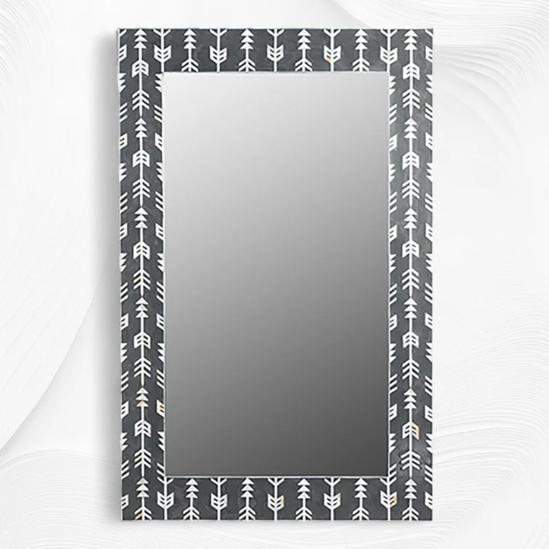 Mother Of Pearl Inlay Arrow Mirror Black