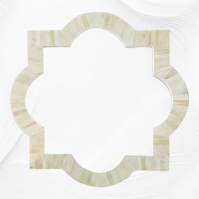 Quatrefoil Natural Bone Inlay Mirror