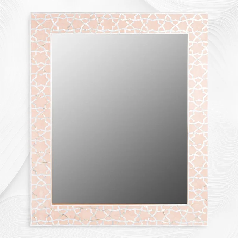 Fez Mother Of Pearl Inlay Mirror Pale Pink