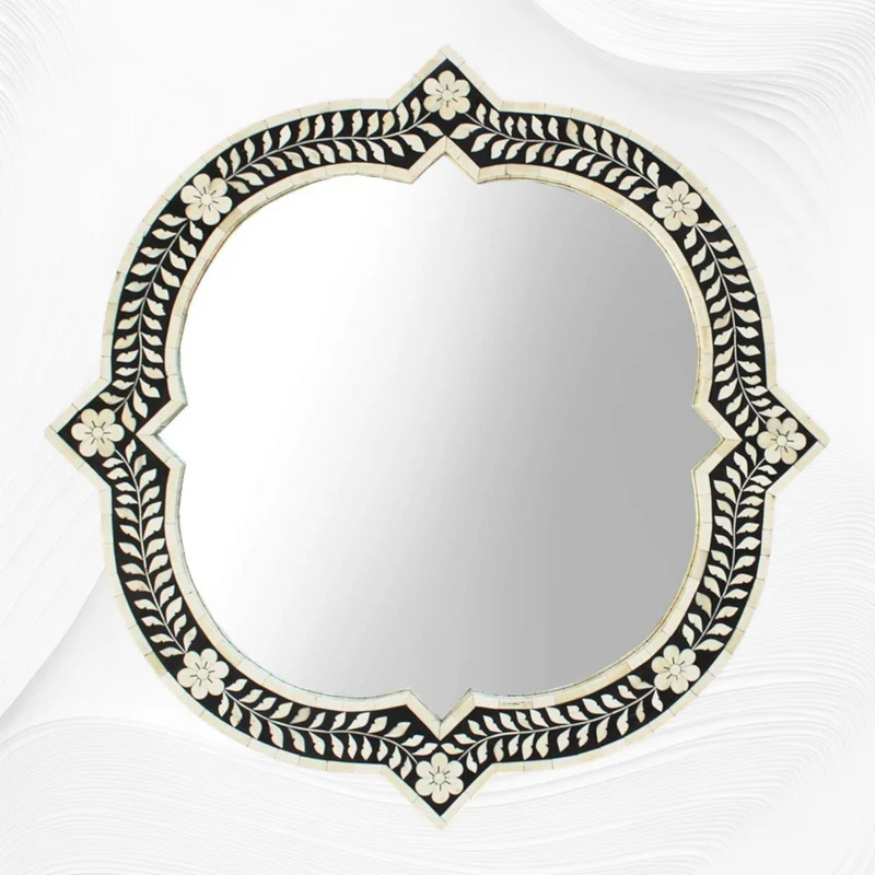 Clover Bone Inlay Mirror Black