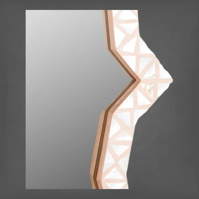 Triangle Mother Of Pearl Inlay Mirror Nude Pink