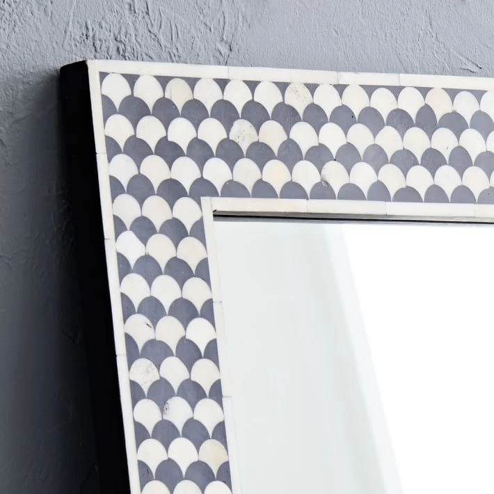 Drop Bone Inlay Square Mirror Black