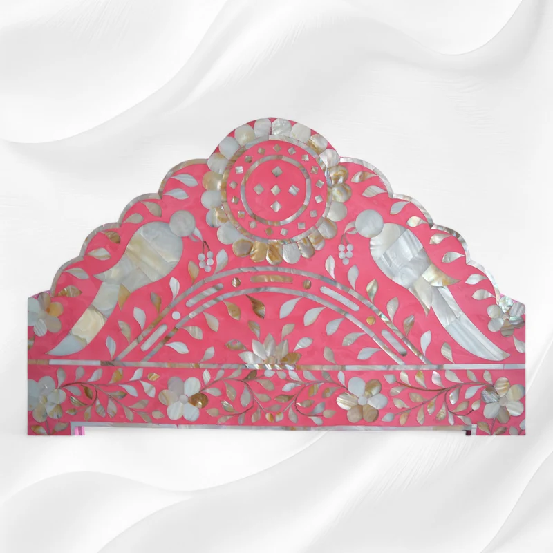 Pink Mother Of Pearl Inlaid Parrot Mirror