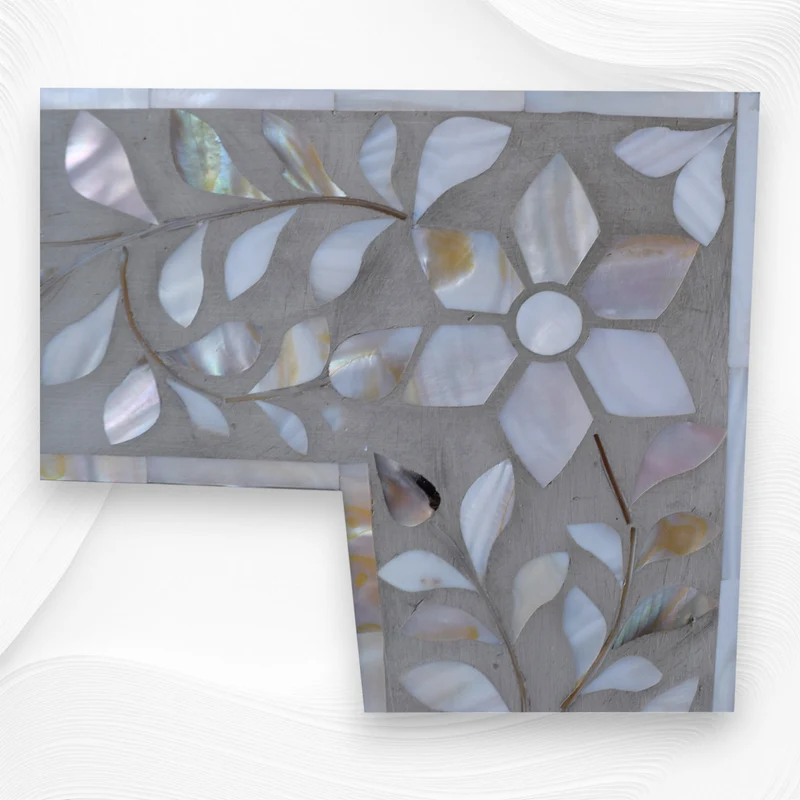 Grey Mother Of Pearl Inlay Mirror Floral