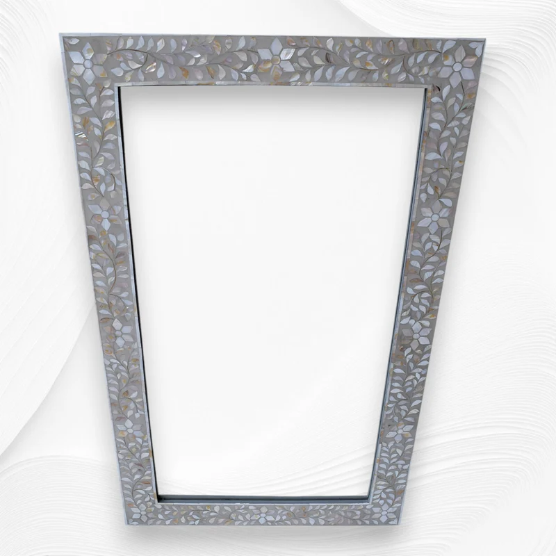 Grey Mother Of Pearl Inlay Mirror Floral