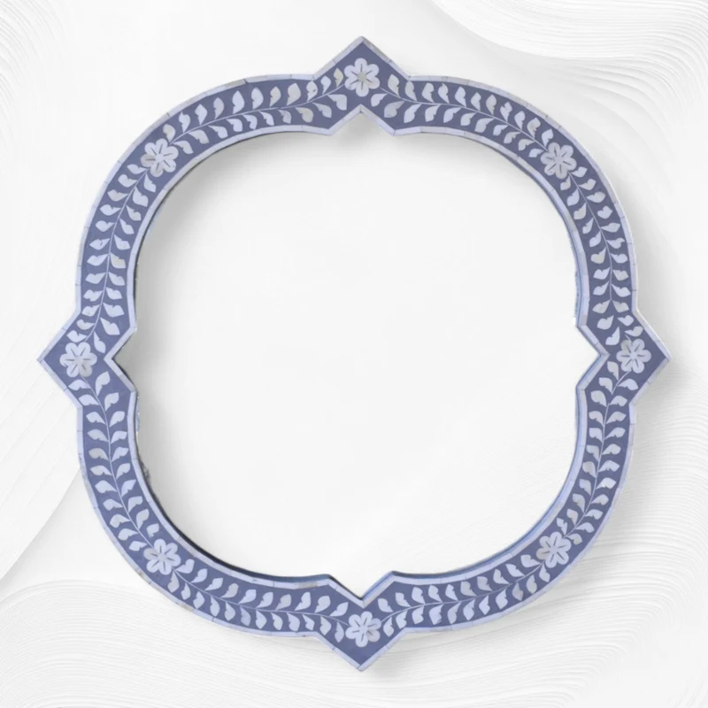 Clover Bone Inlay Mirror Blue