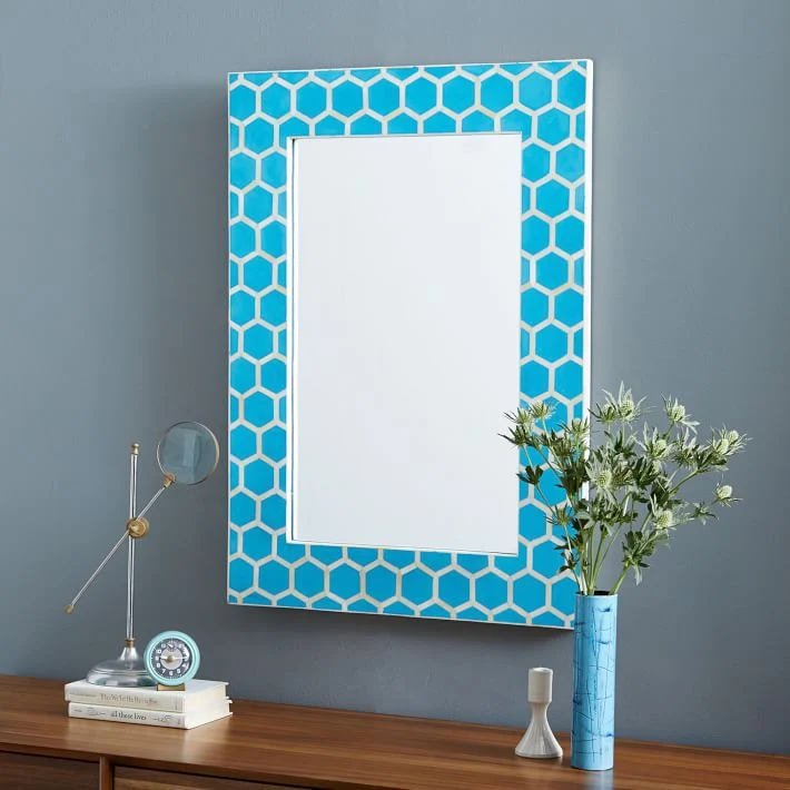 Honeycomb Bone Inlay Mirror Turquoise