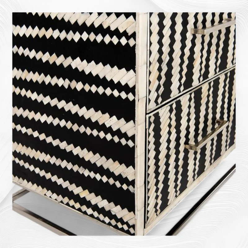 Malawi Bone Inlay Chest of 3 Drawers Black