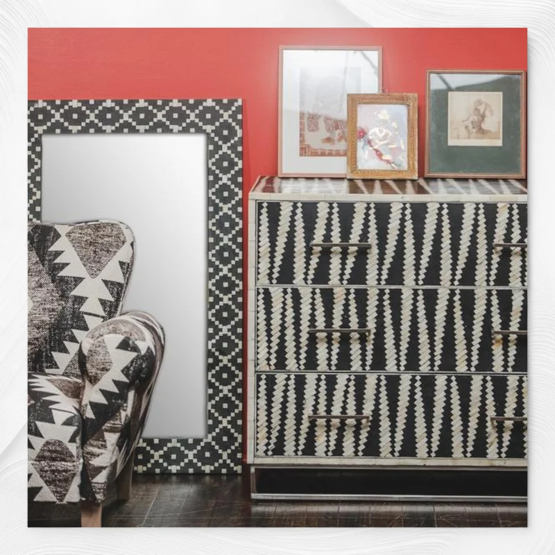 Malawi Bone Inlay Chest of 3 Drawers Black