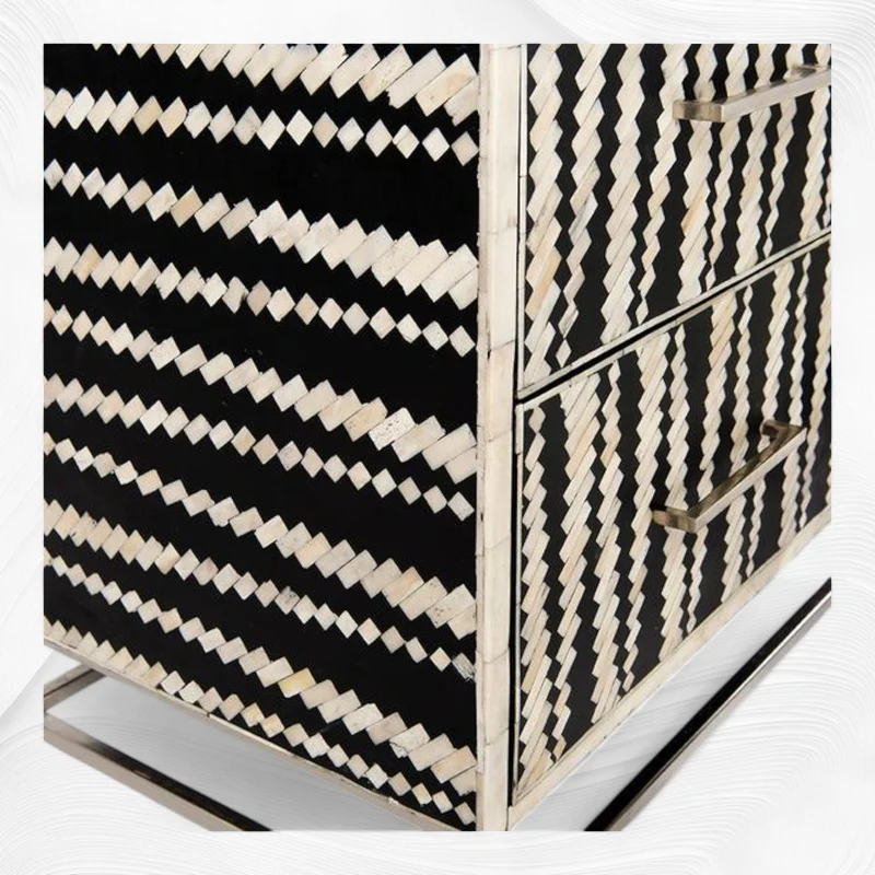 Malawi Bone Inlay 6 Drawer Tallboy Black