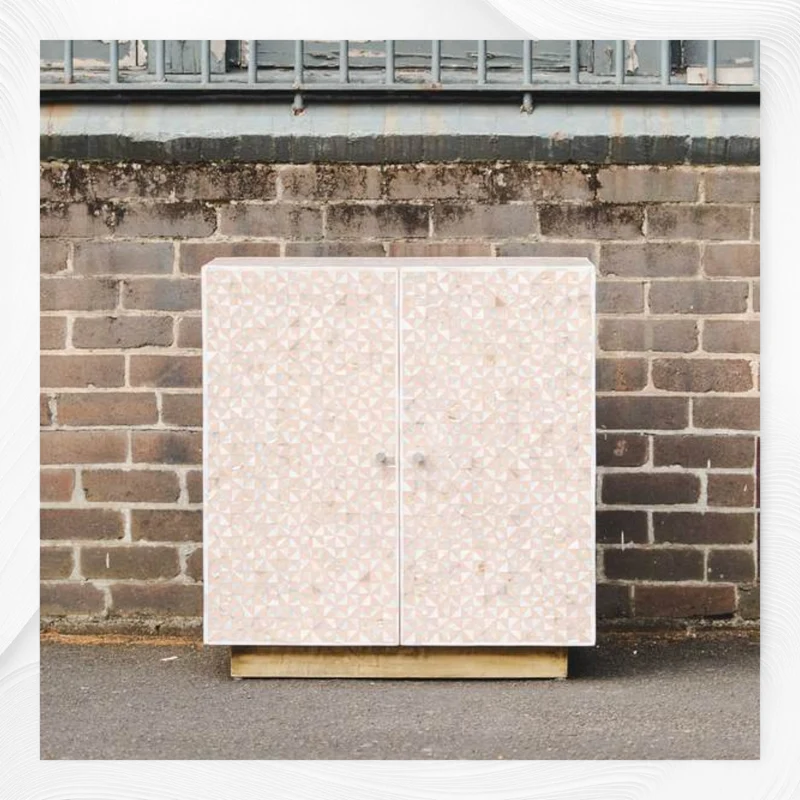 Triangle Mother Of Pearl Inlay Cabinet Nude Pink