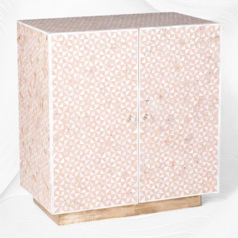 Triangle Mother Of Pearl Inlay Cabinet Nude Pink