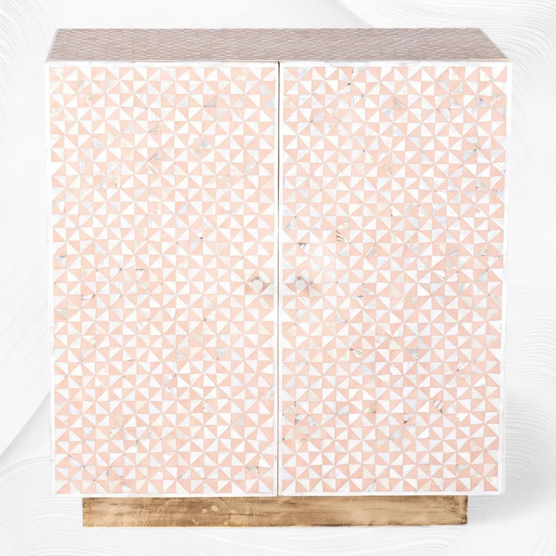 Triangle Mother Of Pearl Inlay Cabinet Nude Pink