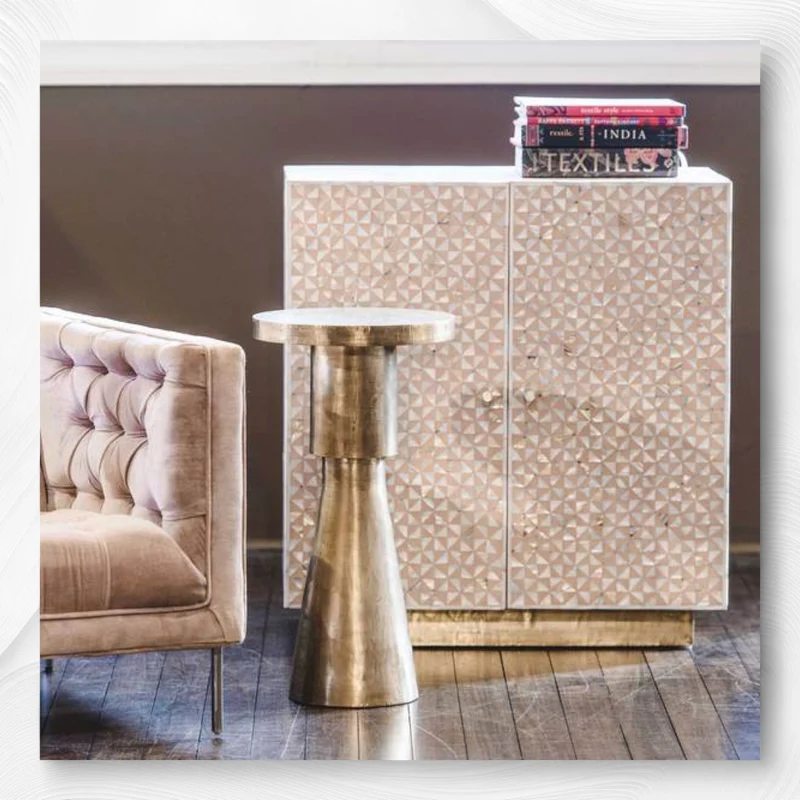 Triangle Mother Of Pearl Inlay Cabinet Nude Pink