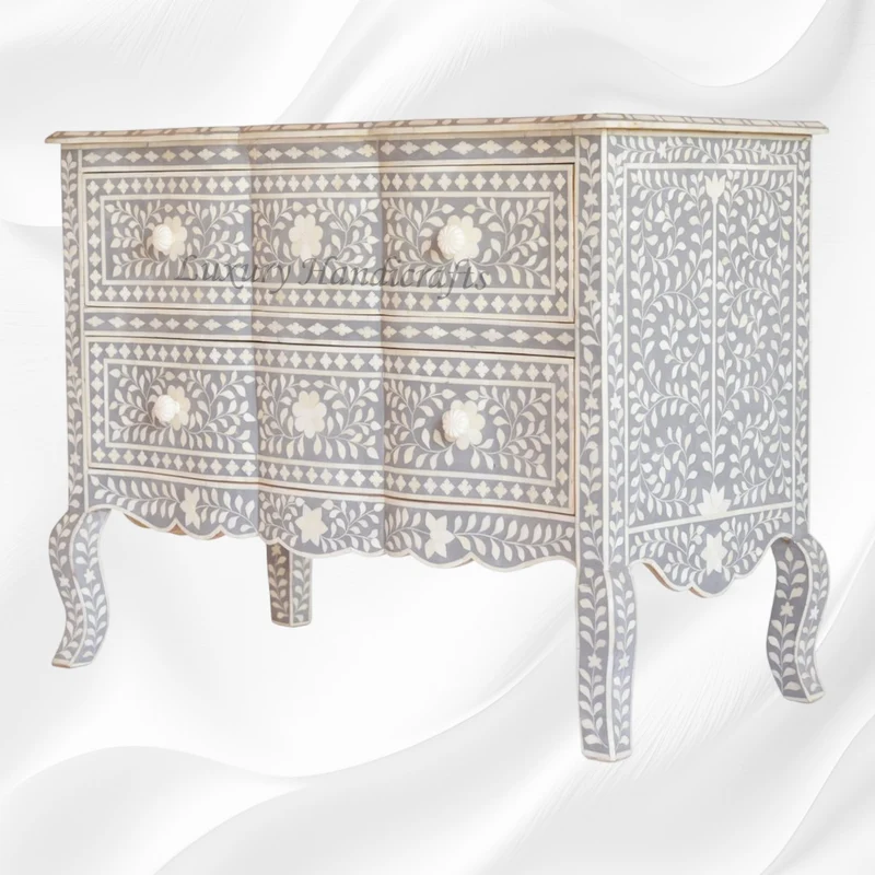Estelle Bone Inlay 2 Drawer Chest Grey