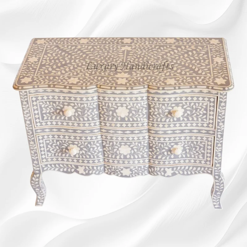 Estelle Bone Inlay 2 Drawer Chest Grey