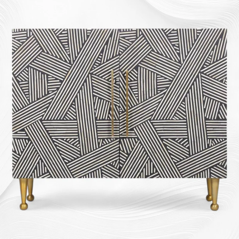 Optical Bone Inlay 2 Door Sideboard Black