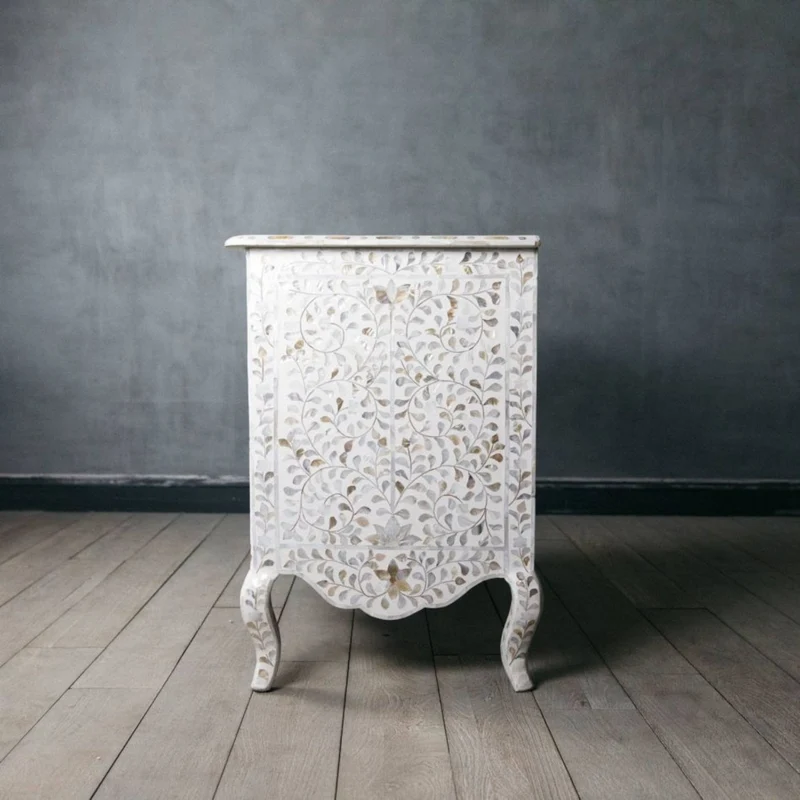 Estelle Mother of Pearl Inlay Curved Dresser White