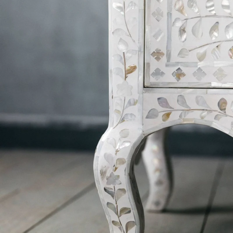 Estelle Mother of Pearl Inlay Curved Dresser White