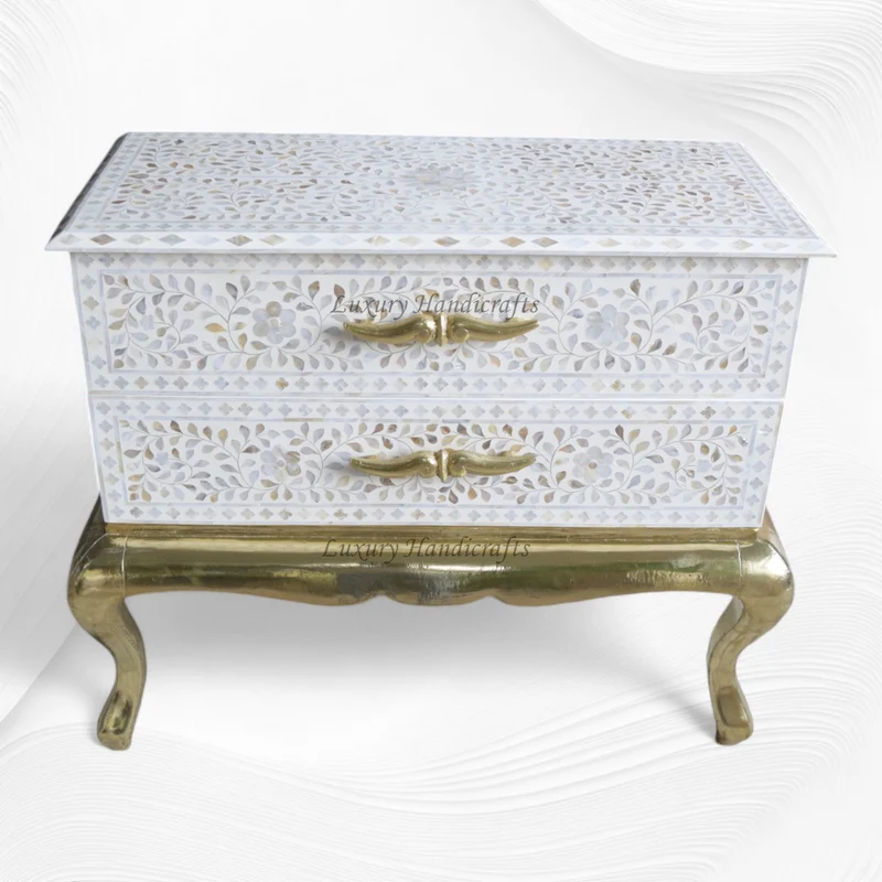 Royal MOP Inlay 2 Drawer Chest White