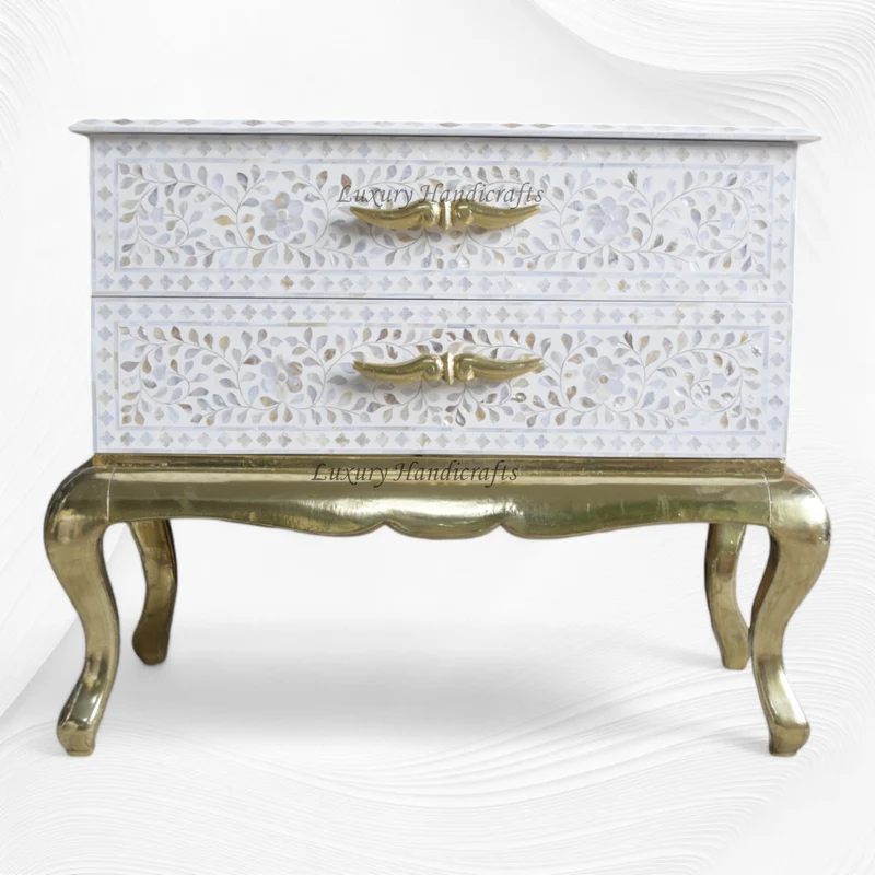 Royal MOP Inlay 2 Drawer Chest White