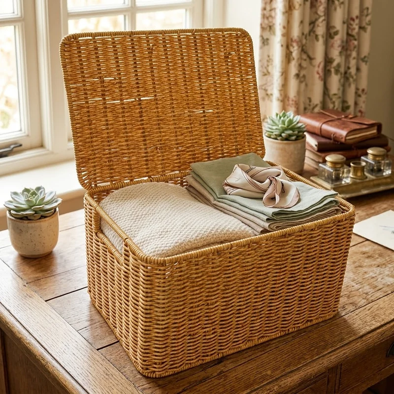 Panier en rotin avec couvercle | Rangement Naturel