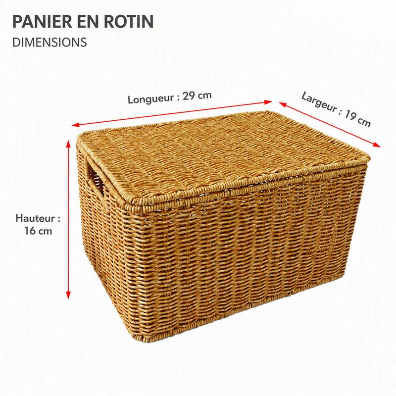Panier en rotin avec couvercle | Rangement Naturel