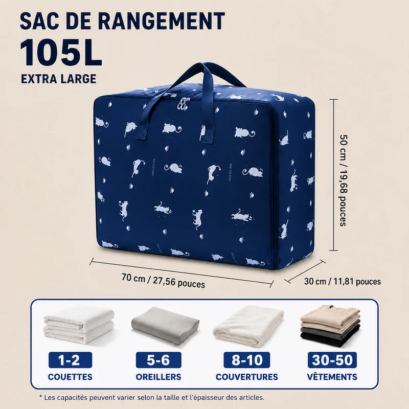 Lot de 2 Sacs de rangement | Oxford 105L