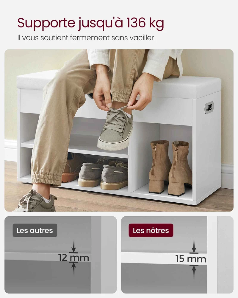 Banc d'entrée avec rangement | Compact 7 Paires
