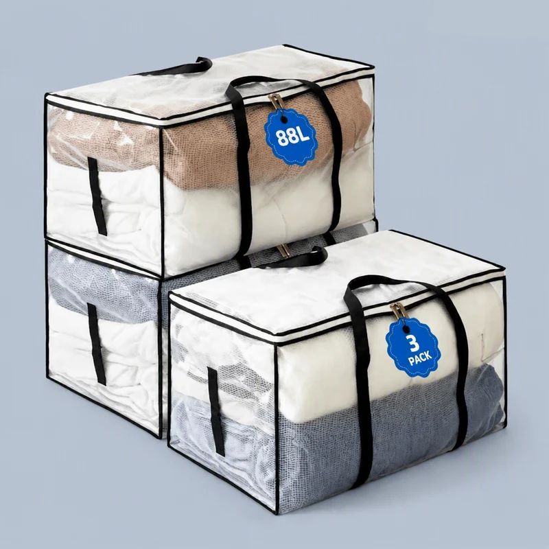 Lot de 3 sacs de rangements | Transparent