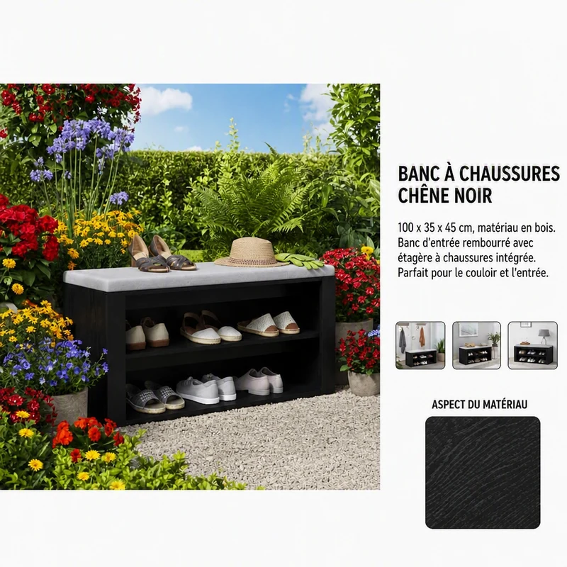 Banc range chaussures | Chêne